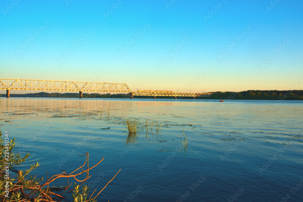 Fototapeta premium The Volga River in Kostroma at sunset. Russia.