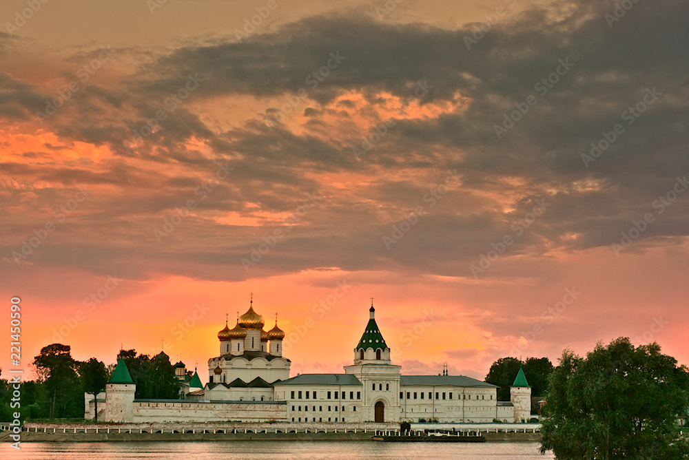 Ipatievsky monastery at sunset in the summer. Kostroma, Russia.