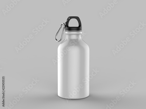 Aluminium Water Bottle For Mock up And Template Design. 3d Render Illustration.