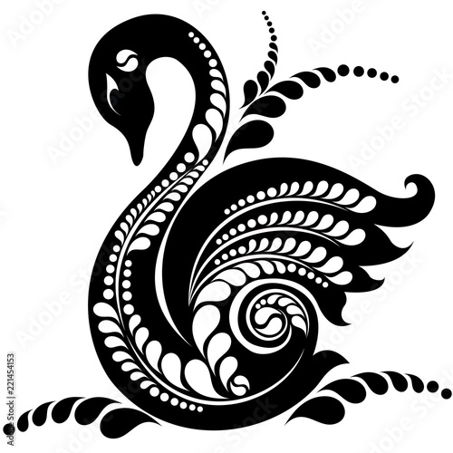 silhouette of a swan with a pattern