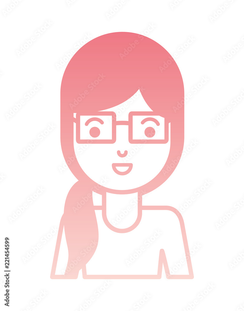 beautiful and young woman with glasses character beautiful and young woman with glasses character
