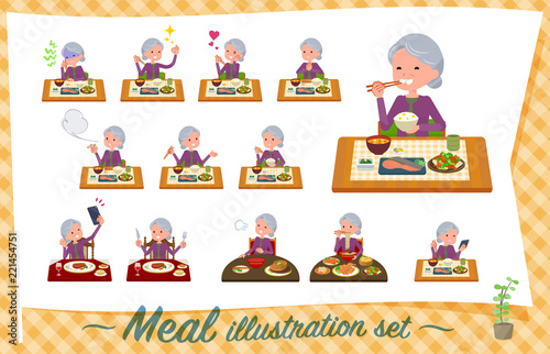 flat type Purple clothes grandmother_Meal