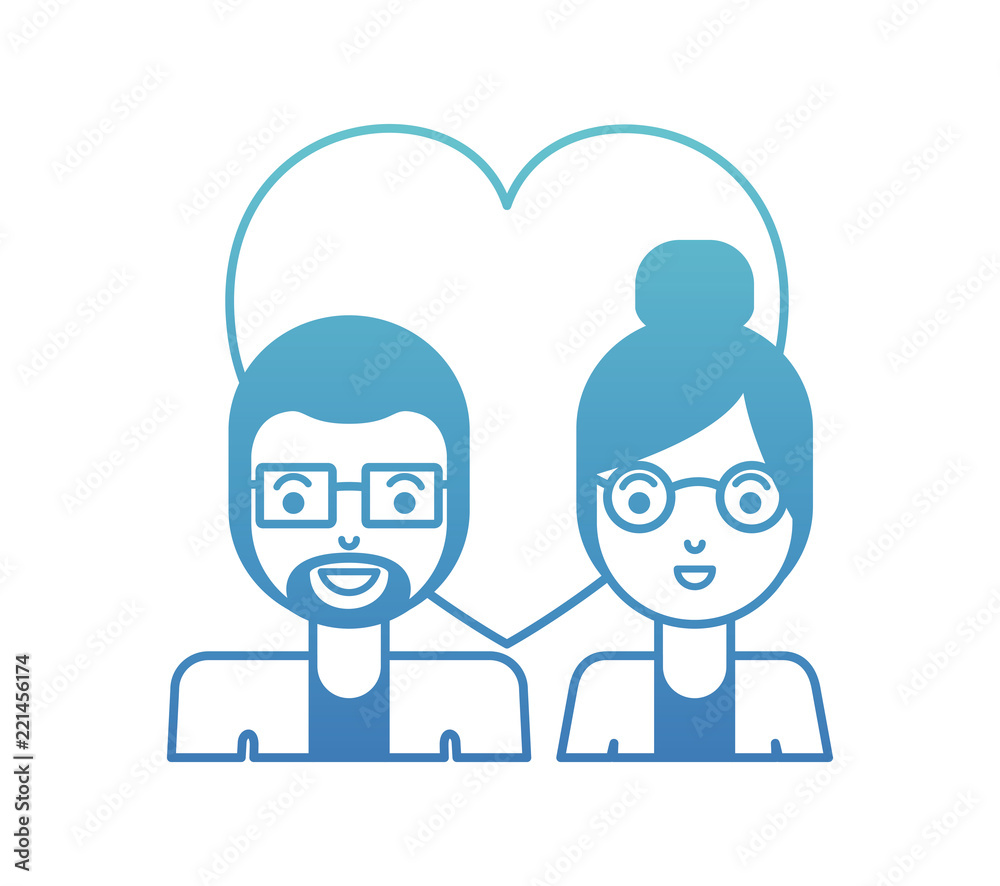 Fototapeta premium young couple with hearts love characters