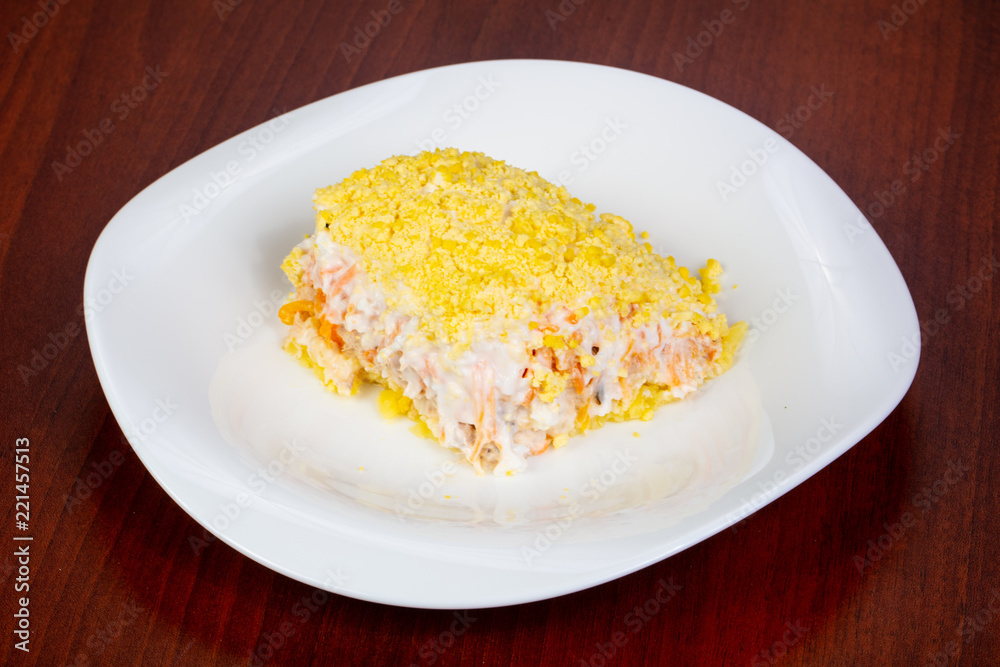 Salad with salmon and cheese Salad with salmon and cheese