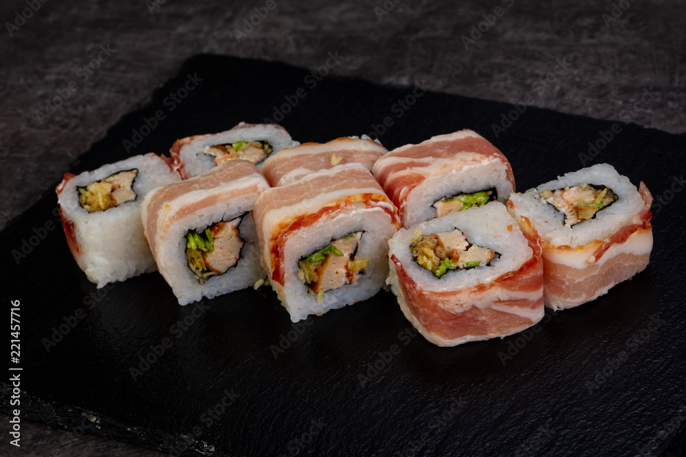 Japanese roll with bacon Japanese roll with bacon