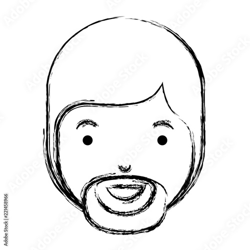 young man head with beard avatar character
