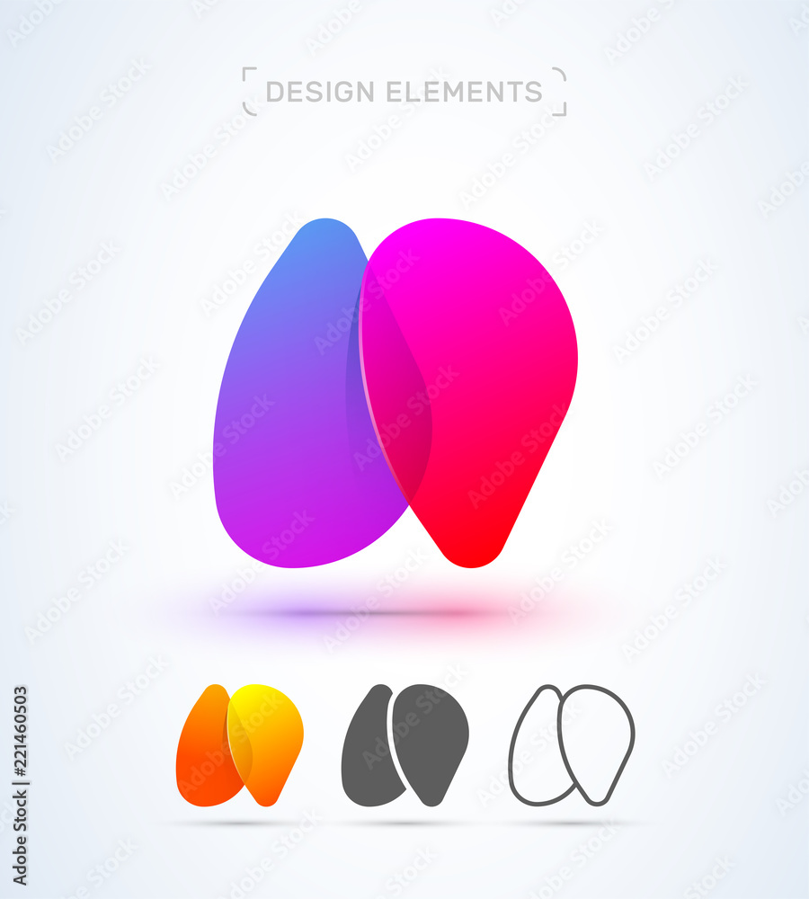 Vector abstract letter N and M logo design elements. Material design, transparent, origami, flat and line art style collection Vector abstract letter N and M logo design elements. Material design, transparent, origami, flat and line art style collection