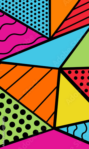 90s decade theme abstract geometric background bright colors