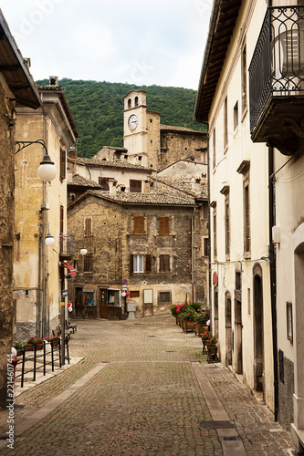Square in the historic center of Scanno  Italy 