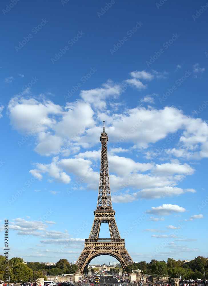 Fototapeta premium View of the Eiffel Tower from the Trocadero in Paris France