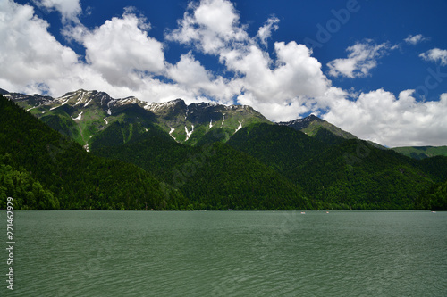 The Lake Ritsa in early June, Abkhazia photo