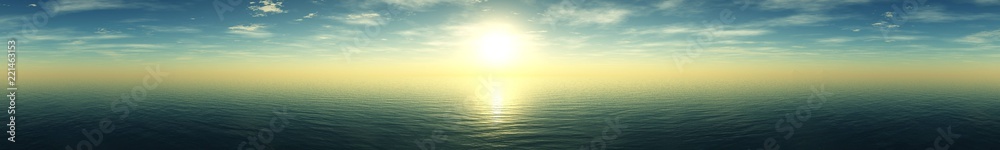 Beautiful sea sunset, panorama of sunset at sea, ocean sunrise,
