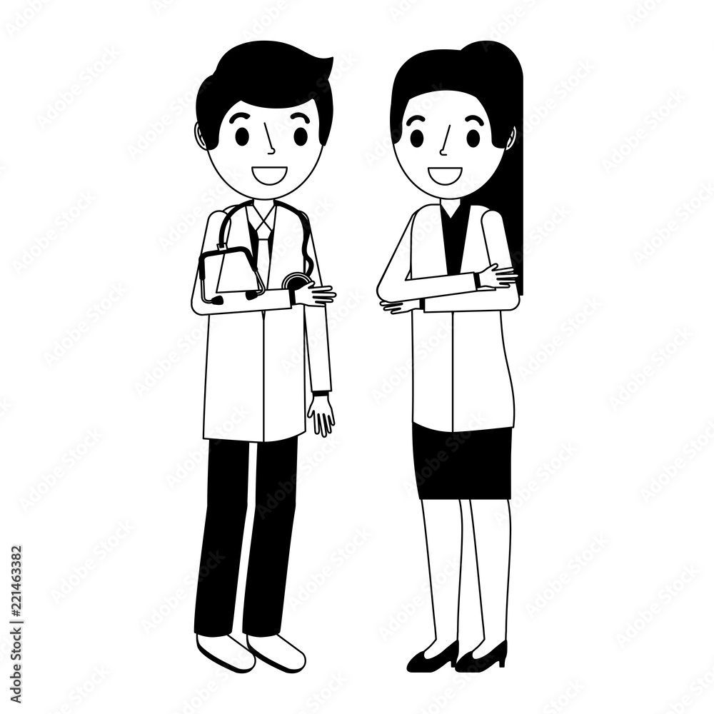 couple doctors characters icon couple doctors characters icon