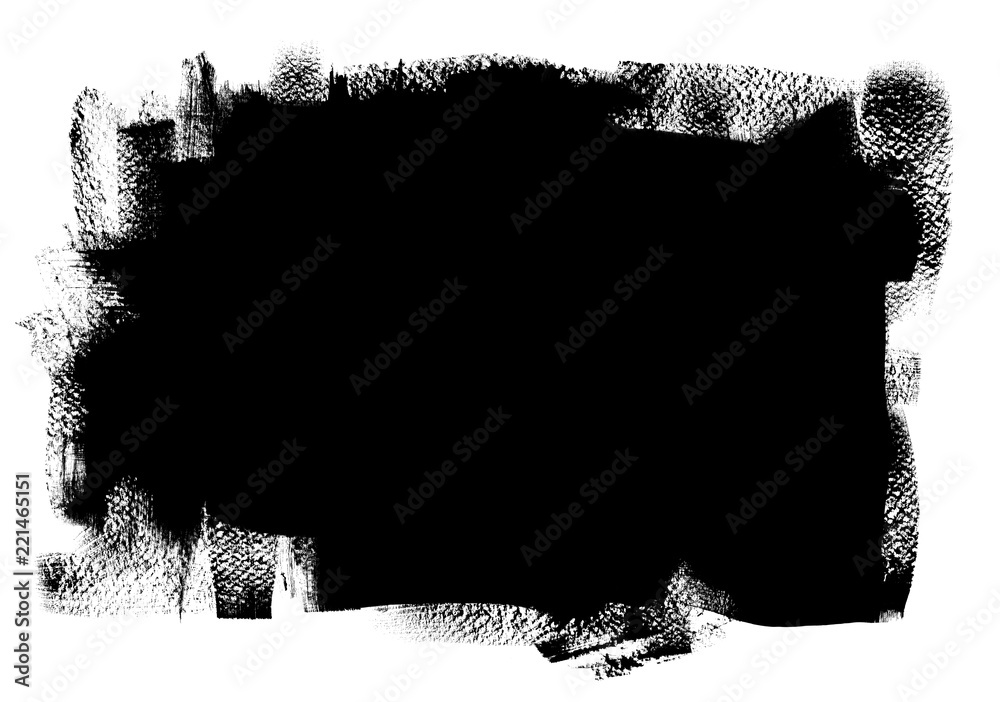 Black grunge texture, spot of paint made with dry brush Stock