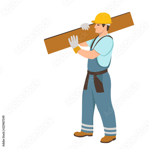  the worker carries the board vector illustration flat style