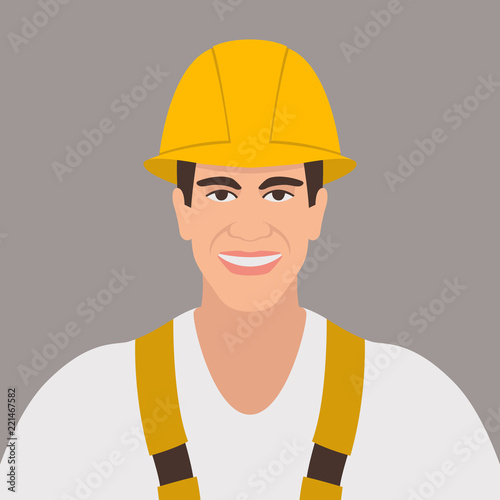  worker smiling face vector illustration flat style front