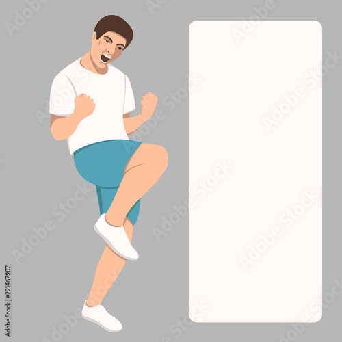 young satisfied man vector illustration flat style profile