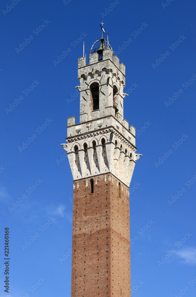 Mangia Tower in Piazza del Campo. Siena, Italy