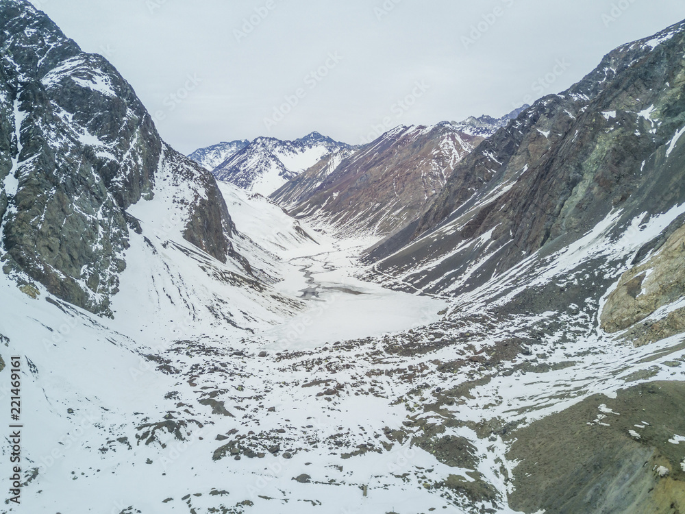 Obraz premium An aerial view of Andes mountains and valleys at