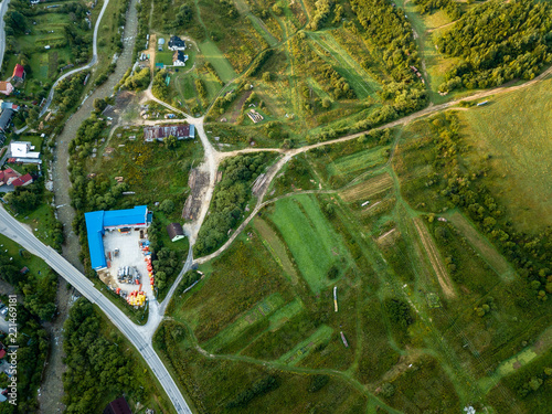 drone image. aerial view of rural mountain area in Slovakia, villages of Zuberec and Habovka from above photo