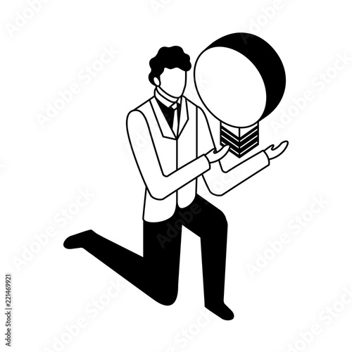 elegant businessman down on my knees with light bulb