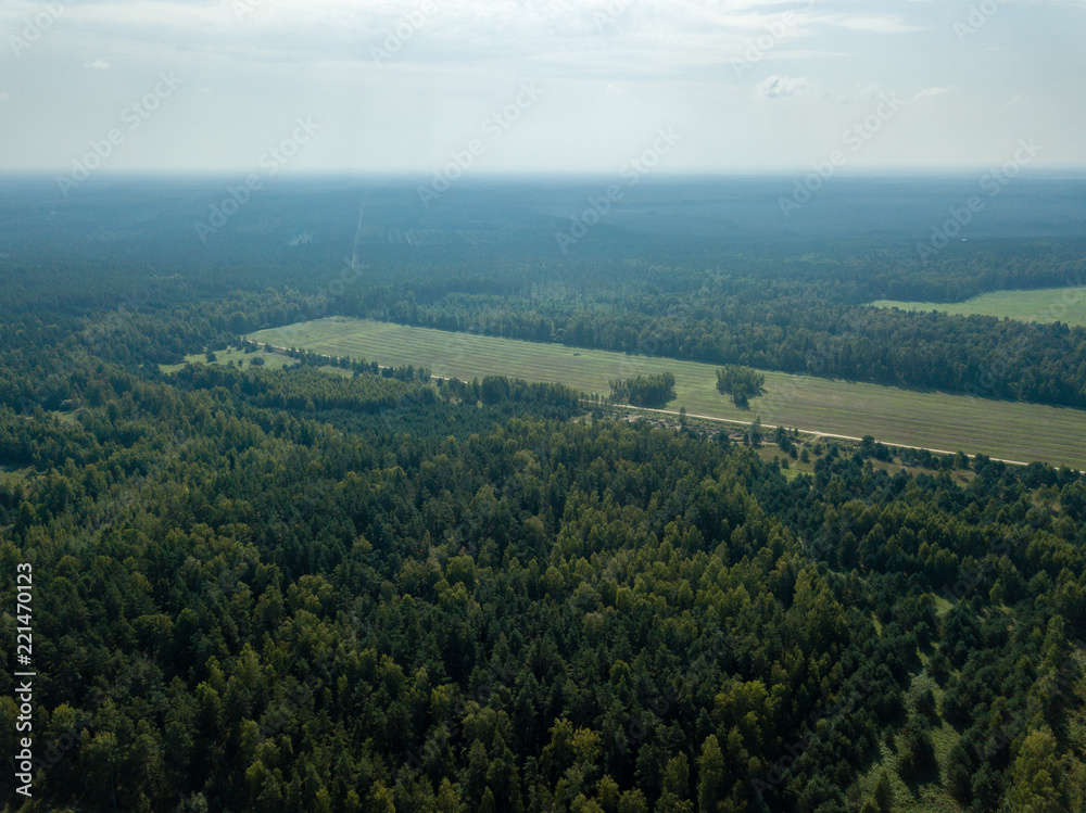 drone image. aerial view of rural area with fields and forests. textured background