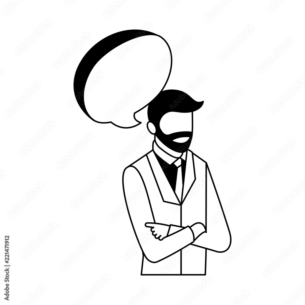 businessman portrait speech bubble communication