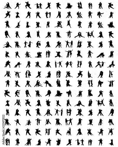 Black silhouettes of tango players  vector