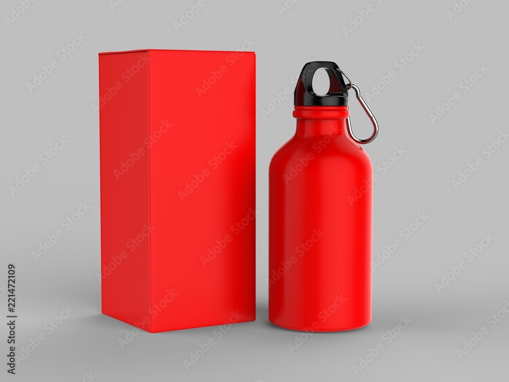 Obraz premium Aluminium Water Bottle For Mock up And Template Design. 3d Render Illustration.