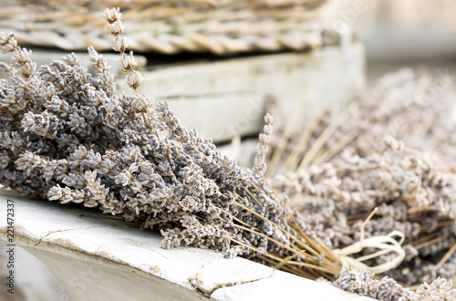 Fototapeta Naklejka Na Ścianę i Meble -  Dried lavender in wood tub, Tihany ( Hungary )