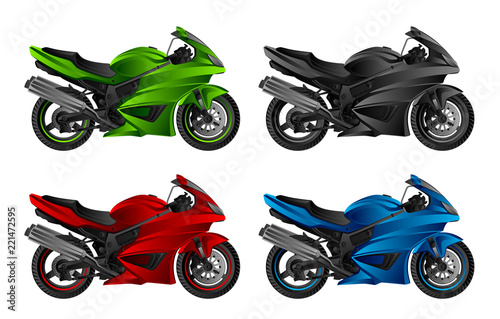 Motorcycle set on a white background