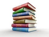 Stack of books with 2019. Image with clipping path