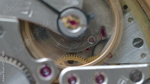 Wallpaper Mural movement of running vintage mechanical watch with focus on brass gears Torontodigital.ca