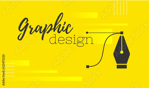 Graphic design. Pen tool cursor. Vector computer graphics. banner for designer or illustrator. The curve control points.