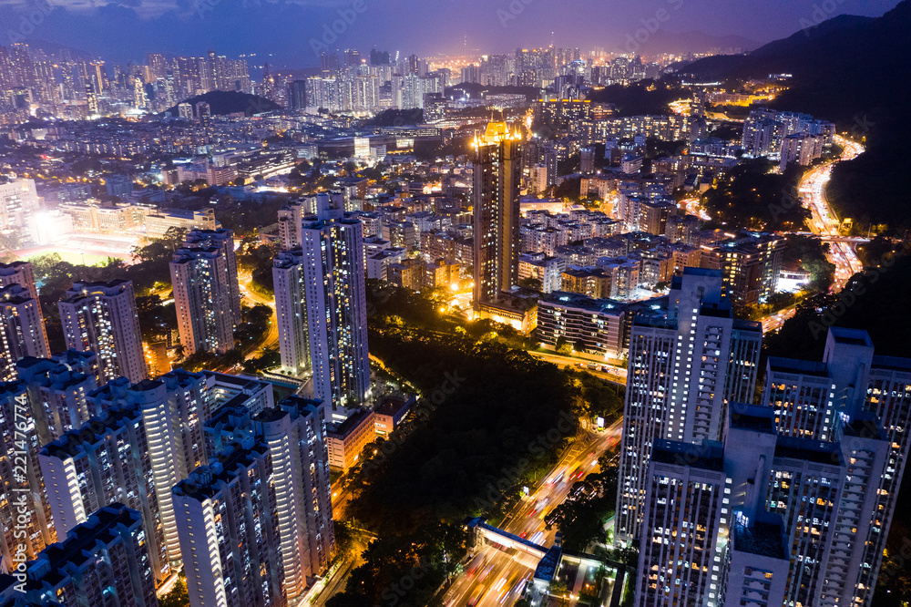 Obraz premium Hong Kong downtown a night