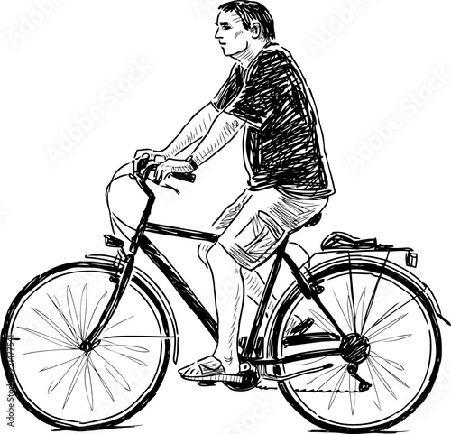 A city dweller rides a bike
