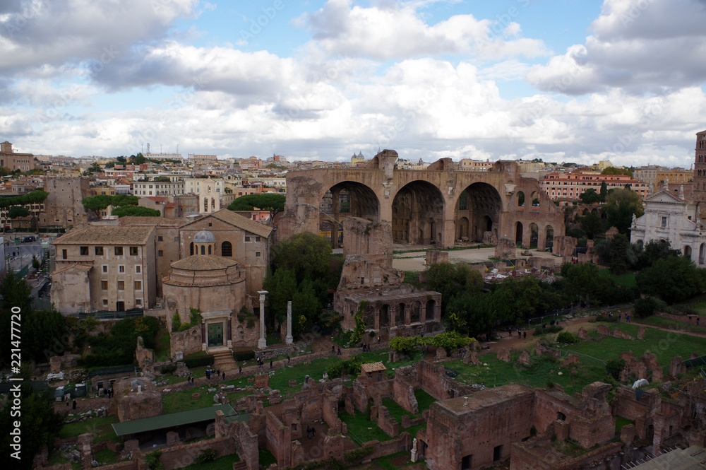 vue sur les ruines de la ville de Rome