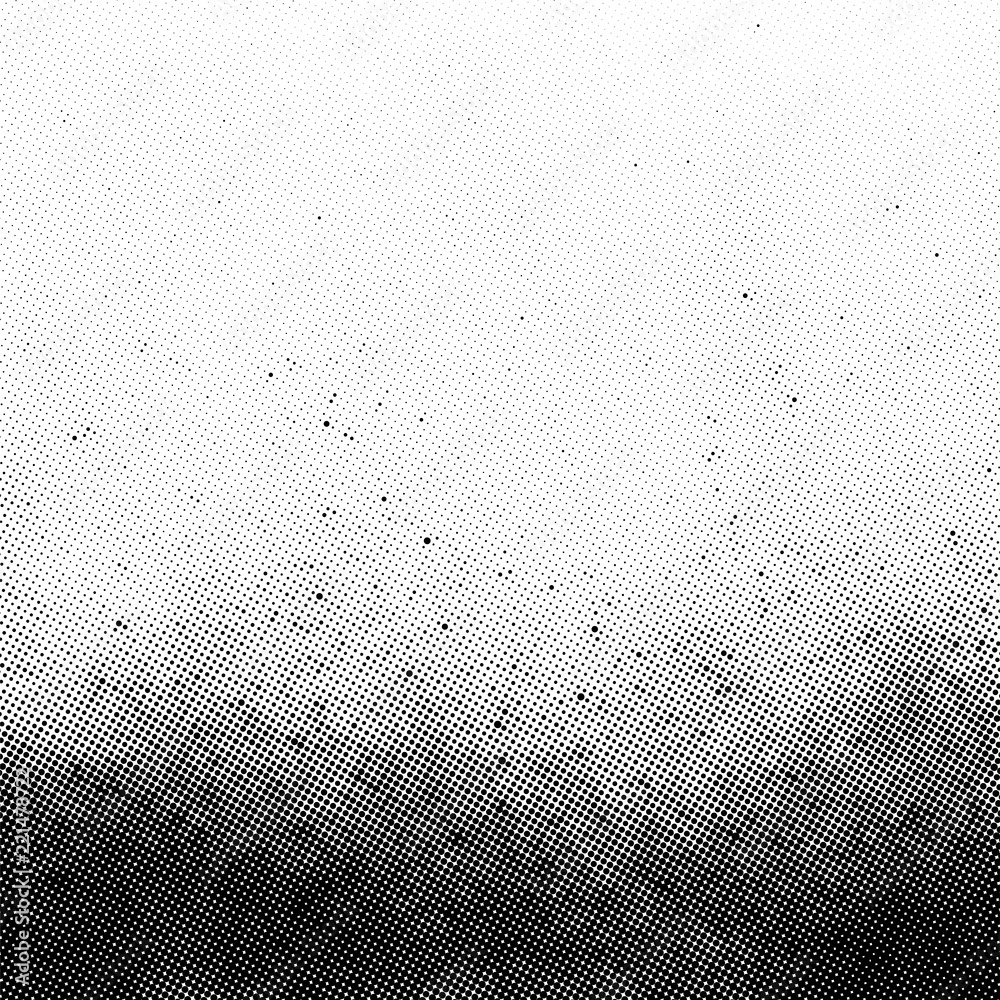 Fototapeta premium Gradient halftone vector texture overlay. Monochrome abstract splattered background.