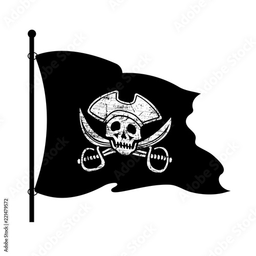 Black piracy flag on a white background.