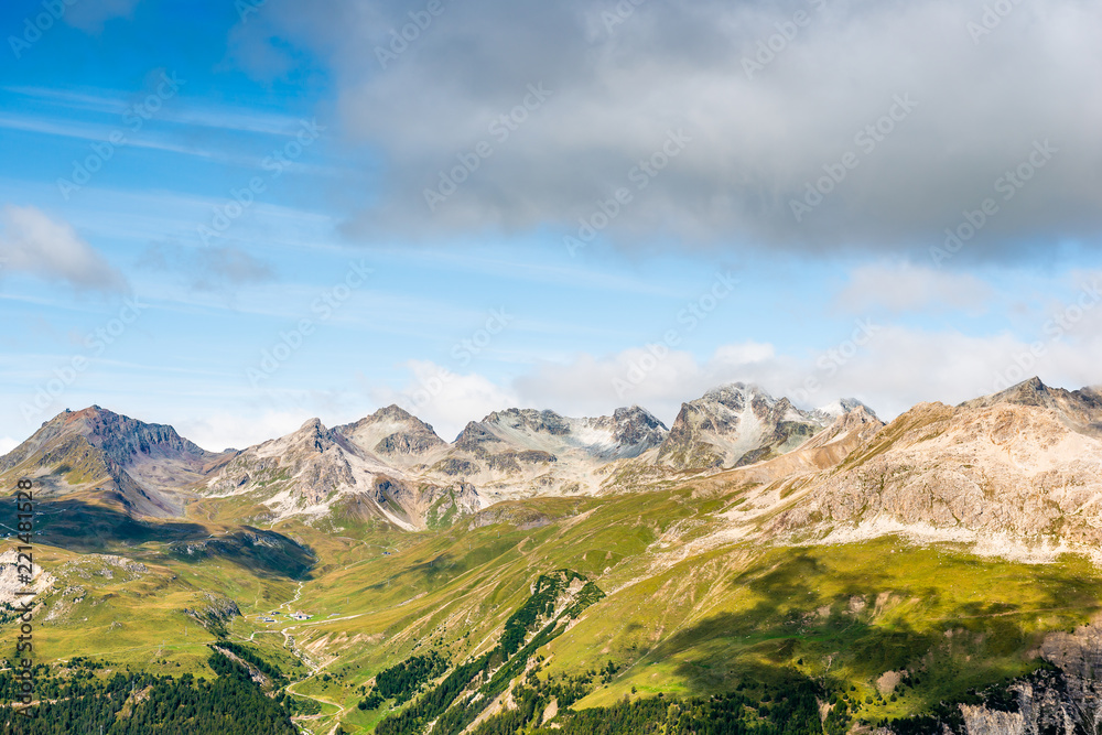Panorama of top of Piz Nair near the St. Moritz.