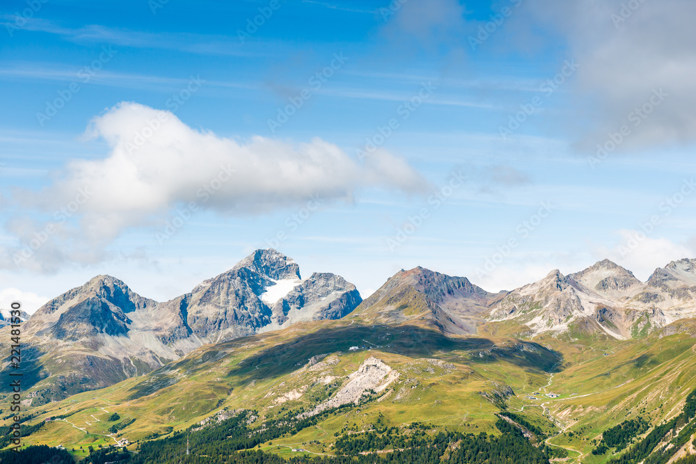 Panorama of top of Piz Nair near the St. Moritz.