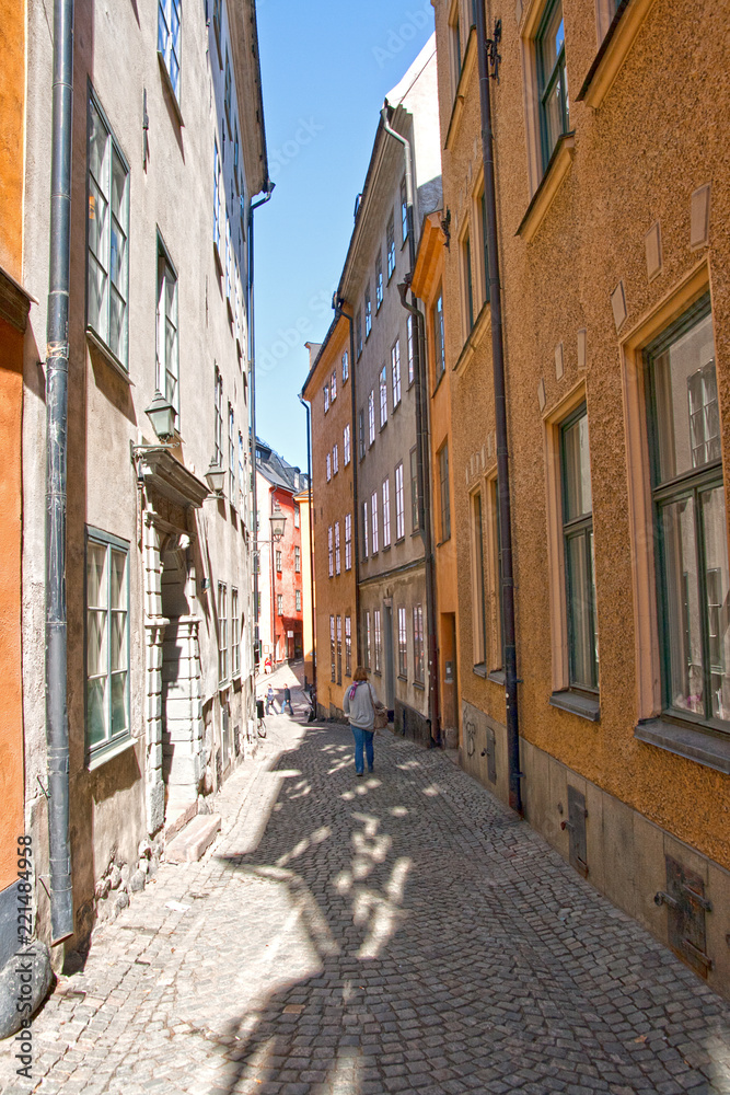 Fototapeta premium Gasse in der Altstadt von Stockholm, Schweden