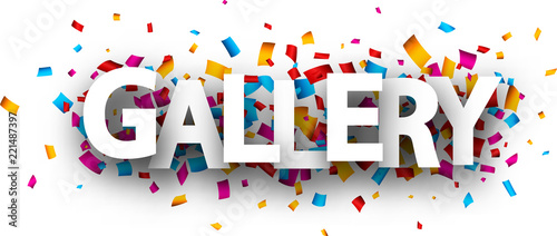 Gallery poster with colorful confetti.