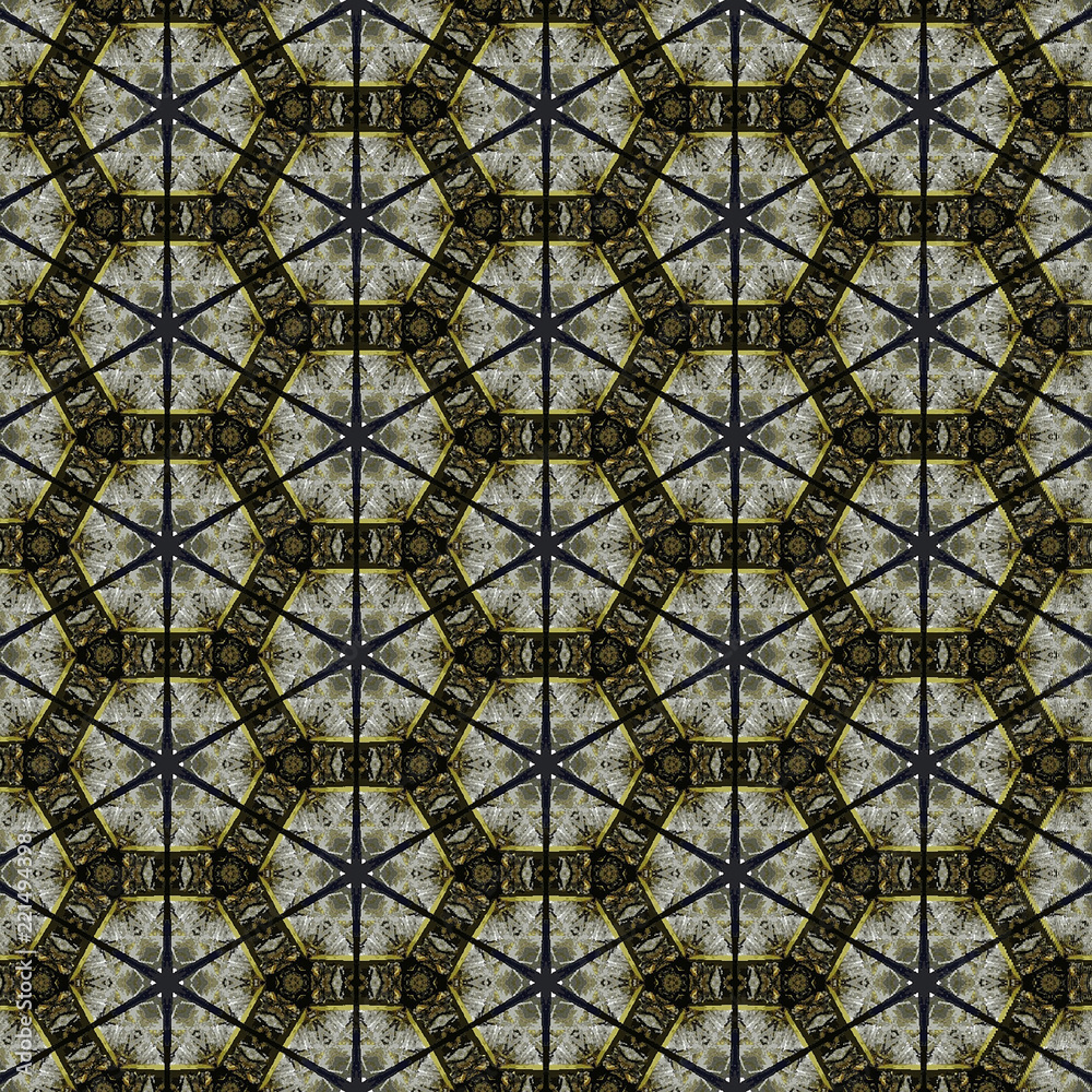 Ornamental mosaic with pentagonal geometric pattern