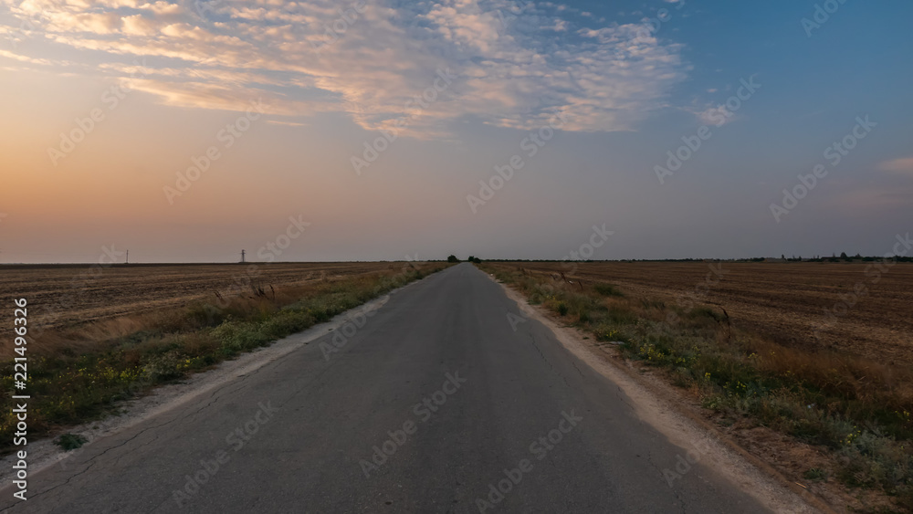 the road at sunset