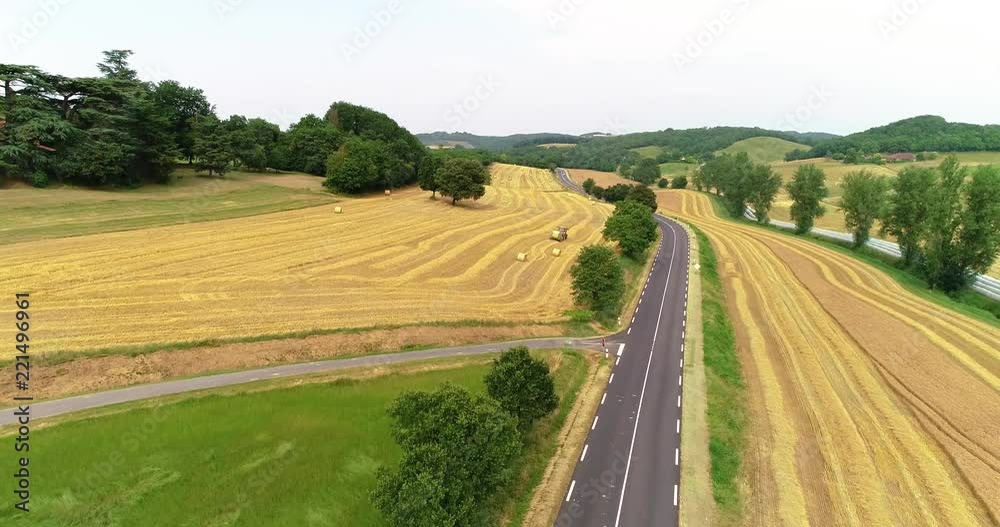 combine harvester in aerial view combine harvester in aerial view