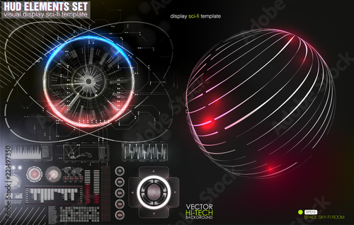 Interface of the future, fingerprint scanner, augmented reality interface. Vector illustration.