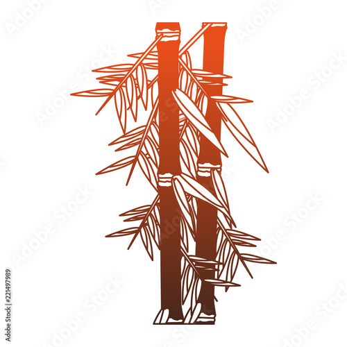 Bamboo asian plant red lines