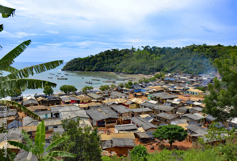 View over the village of Butre, Western Region, Ghana
