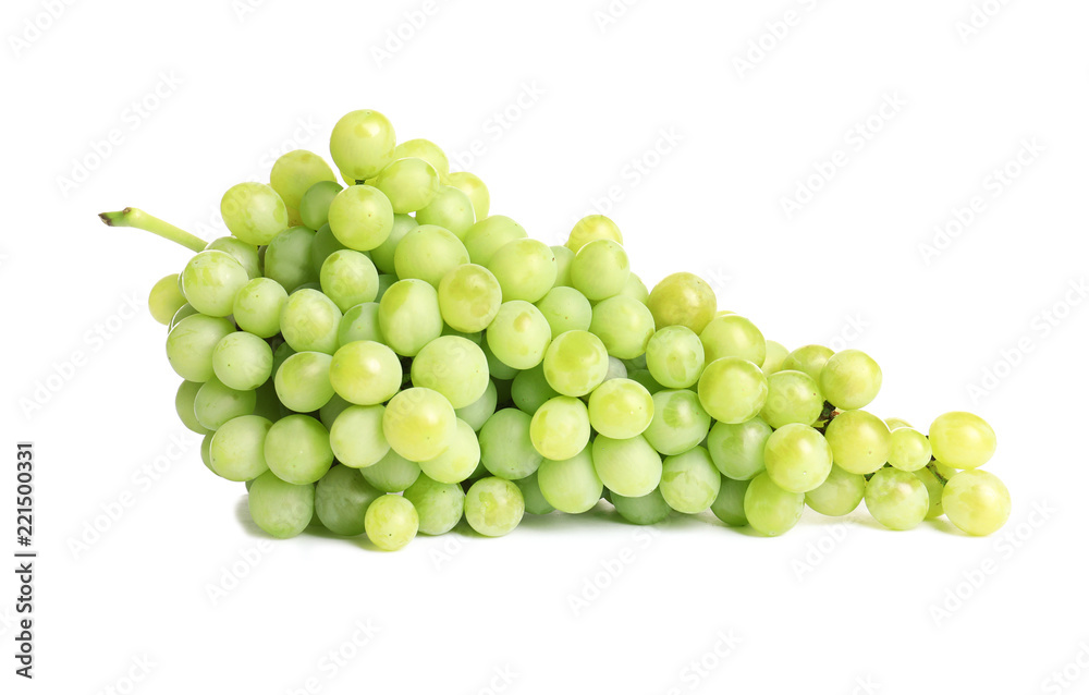 Bunch of green fresh ripe juicy grapes isolated on white Bunch of green fresh ripe juicy grapes isolated on white